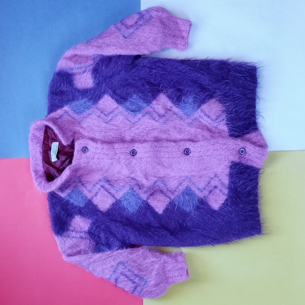 Vintage Women’s Oversized Fancy Knit Sweater with Satin Lining
